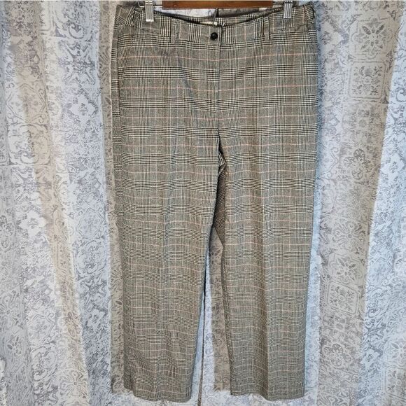 LL Bean Houndstooth Plaid Pants Trouser Pants Classic Fit Stretch Waist Size 12 - Picture 14 of 15